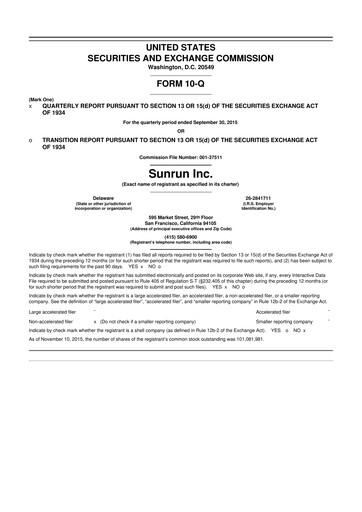 Thumbnail Sunrun
 10-Q Quarterly Report FY2015 
