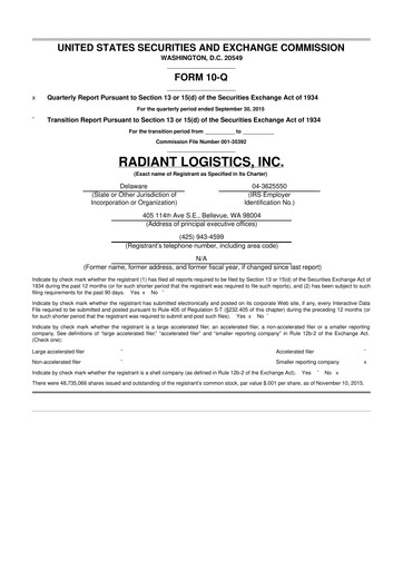 Thumbnail Radiant Logistics
 10-Q Quarterly Report FY2016 