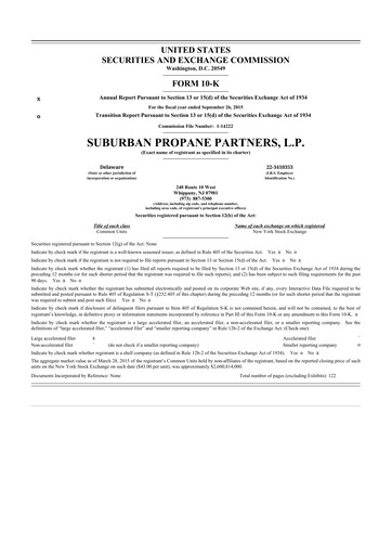 Thumbnail Suburban Propane Partners 10-K Annual Report 2015