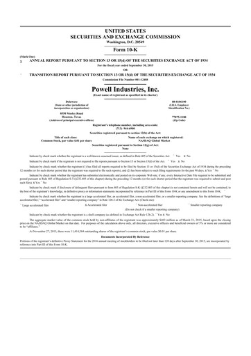 Thumbnail Powell Industries 10-K Annual Report 2015