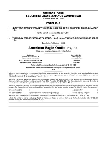 Thumbnail American Eagle Outfitters
 10-Q Quarterly Report FY2015 