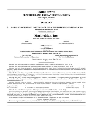 Thumbnail MarineMax 10-K Annual Report 2015