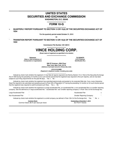 Thumbnail Vince Holding 10-Q Quarterly Report FY2015 