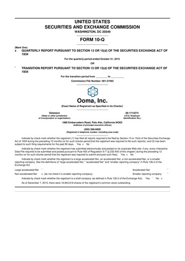 Vorschaubild Ooma 10-Q Quartalsbericht 2016 