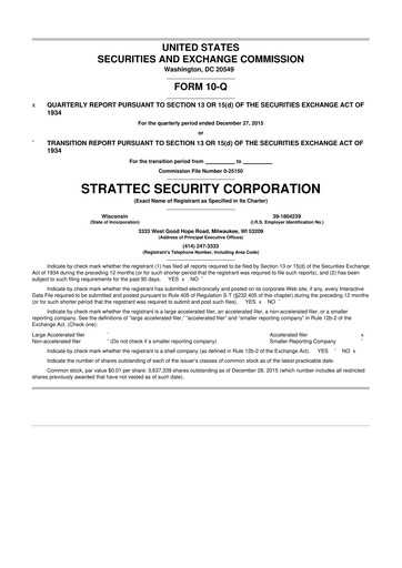 Vorschaubild Strattec Security 10-Q Quartalsbericht 2016 