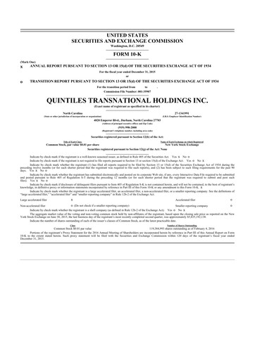 Thumbnail IQVIA 10-K Annual Report 2015