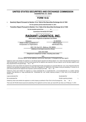 Thumbnail Radiant Logistics
 10-Q Quarterly Report FY2016 