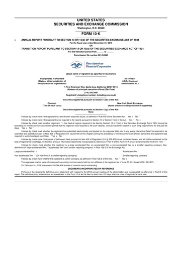 Miniature First American Financial Corporation 10-K Rapport annuel 2015