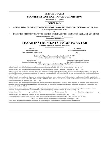 Thumbnail Texas Instruments 10-K Annual Report 2015