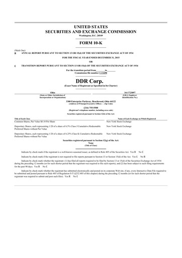 Thumbnail SITE Centers
 10-K Annual Report 2015
