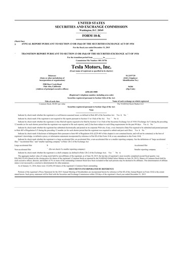 Thumbnail Tesla 10-K Annual Report 2015