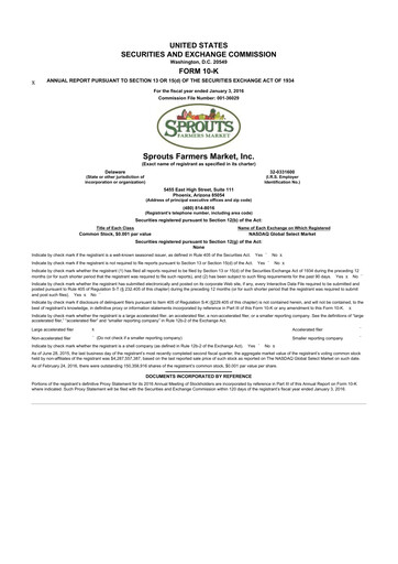 Thumbnail Sprouts Farmers Market 10-K Annual Report 2015