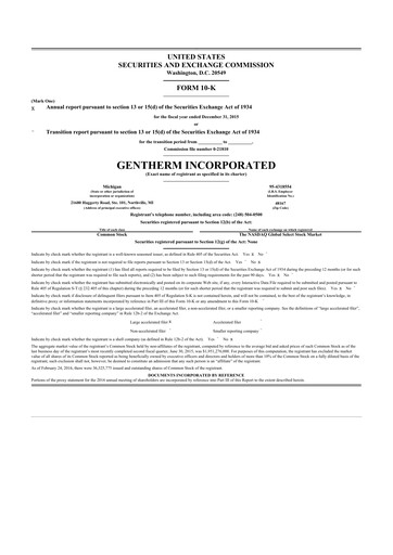 Thumbnail Gentherm 10-K Annual Report 2015