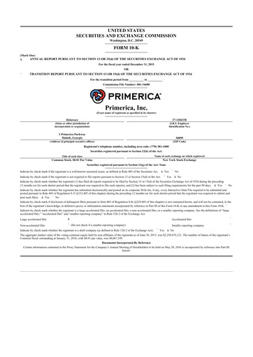 Thumbnail Primerica
 10-K Annual Report 2015