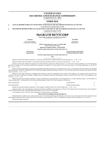 Thumbnail McGrath RentCorp
 10-K Annual Report 2015