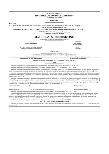 Thumbnail MarketAxess
 10-K Annual Report 2015