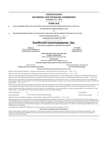 Thumbnail United Parks & Resorts 10-K Annual Report 2015