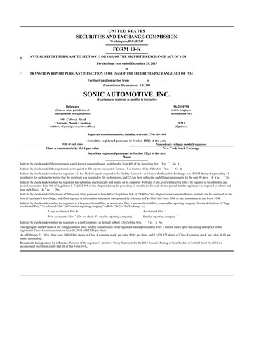 Thumbnail Sonic Automotive
 10-K Annual Report 2015