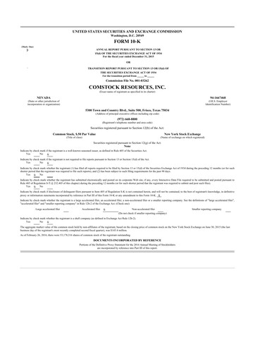 Thumbnail Comstock Resources 10-K Annual Report 2015