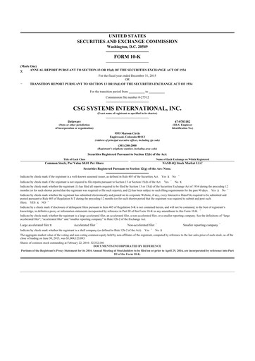 Thumbnail CSG International
 10-K Annual Report 2015