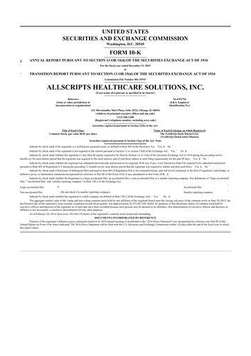 Thumbnail Veradigm 10-K Annual Report 2015