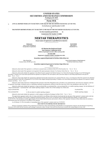 Thumbnail Nektar Therapeutics
 10-K Annual Report 2015