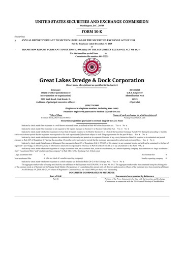 Thumbnail Great Lakes Dredge & Dock Corp. 10-K Annual Report 2015