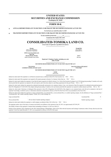 Thumbnail CTO Realty Growth 10-K Annual Report 2015