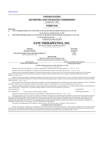 Thumbnail Fate Therapeutics
 10-K Annual Report 2015