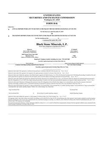 Thumbnail Black Stone Minerals
 10-K Annual Report 2015