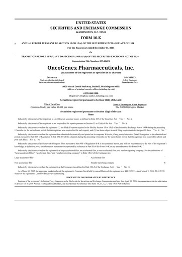 Thumbnail Achieve Life Sciences
 10-K Annual Report 2015