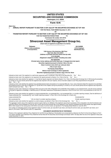 Thumbnail Silvercrest Asset Management Group 10-K Annual Report 2015