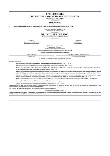 Thumbnail NL Industries 10-K Annual Report 2015