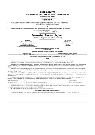 Thumbnail Forrester Research
 10-K Annual Report 2015