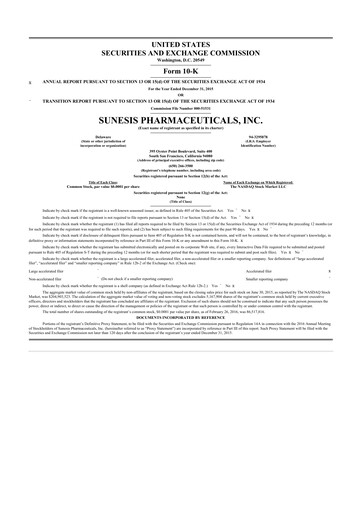 Thumbnail Viracta Therapeutics 10-K Annual Report 2015