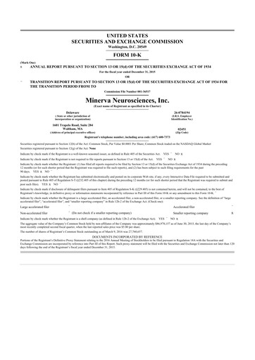 Thumbnail Minerva Neurosciences
 10-K Annual Report 2015