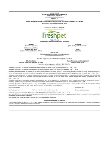 Thumbnail Freshpet 10-K Annual Report 2015