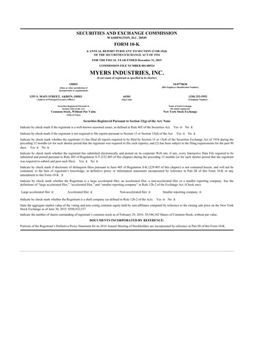 Thumbnail Myers Industries 10-K Annual Report 2015