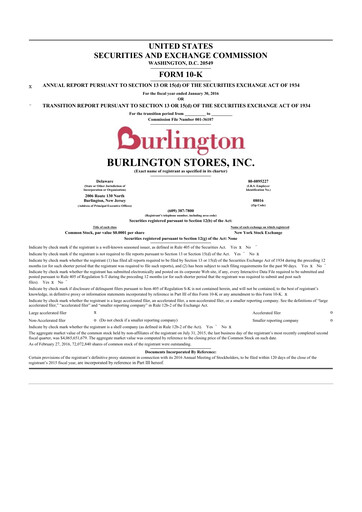 Thumbnail Burlington Stores 10-K Annual Report 2015