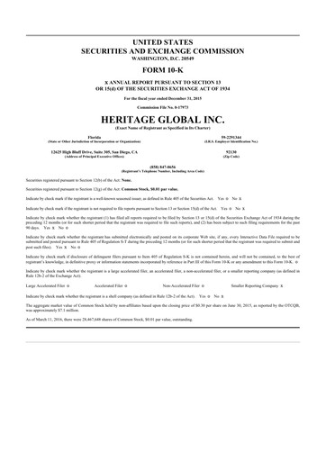 Thumbnail Heritage Global 10-K Annual Report 2015