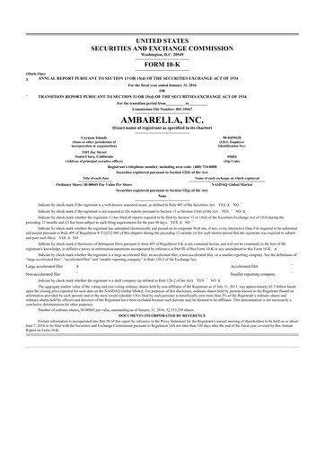 Thumbnail Ambarella 10-K Annual Report 2016