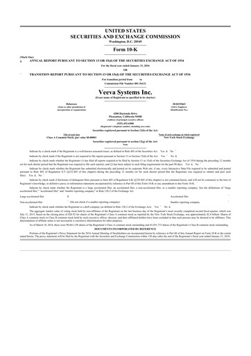 Thumbnail Veeva Systems 10-K Annual Report 2016