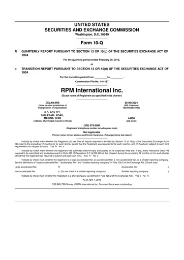 Thumbnail RPM International
 10-Q Quarterly Report FY2016 