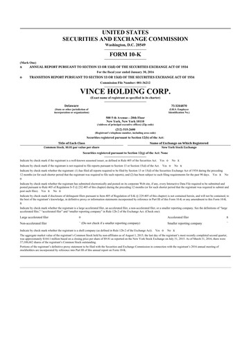 Thumbnail Vince Holding 10-K Annual Report 2015