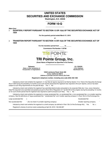 Thumbnail Tri Pointe Homes 10-Q Quarterly Report FY2016 