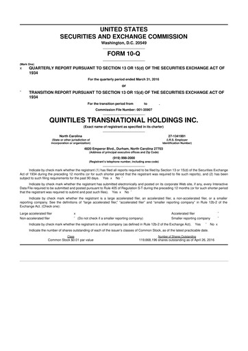 Vorschaubild IQVIA 10-Q Quartalsbericht 2016 