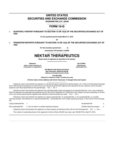 Thumbnail Nektar Therapeutics
 10-Q Quarterly Report FY2016 