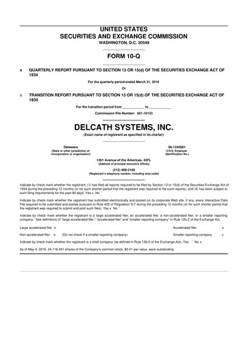 Thumbnail Delcath Systems 10-Q Quarterly Report FY2016 