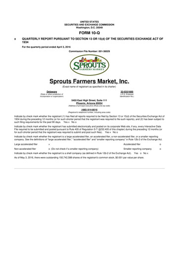 Thumbnail Sprouts Farmers Market 10-Q Quarterly Report FY2016 