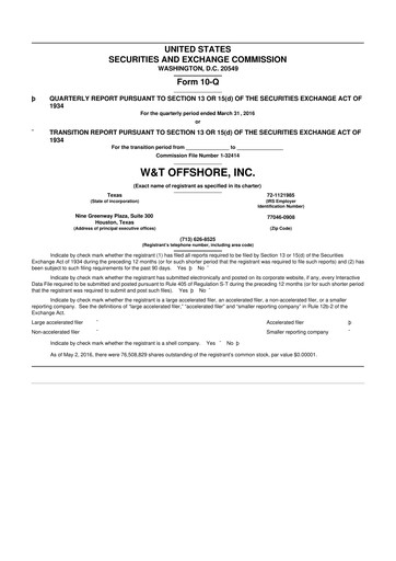 Thumbnail W&T Offshore 10-Q Quarterly Report FY2016 